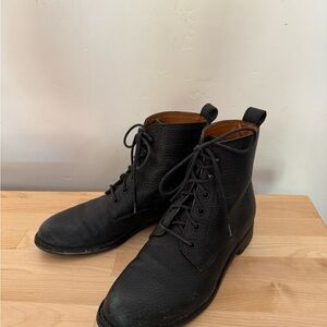 Madewell Black Lace Up Boots with Brogue Design